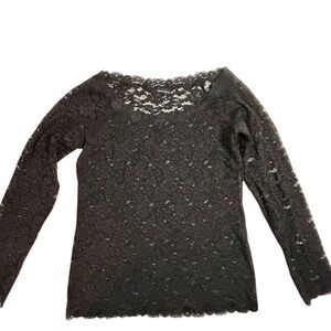 Moda International like a M- see measurements- Black Floral Lace Long Sleeve top
